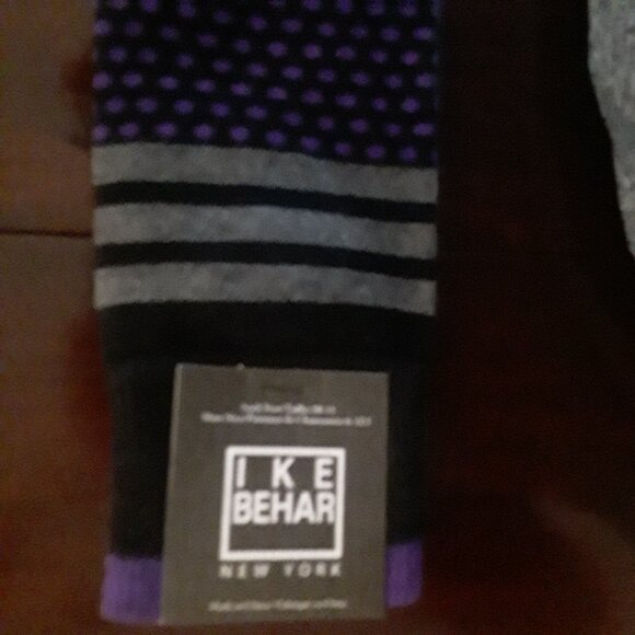 Ike Behar NWT Men's Size 10-13 Black w/Gray & Purple Dress Socks - Picture 4 of 4